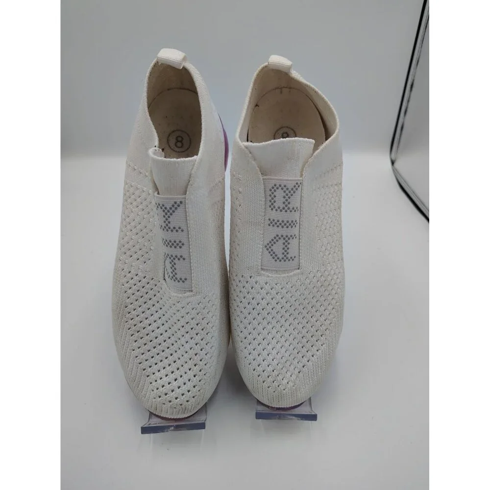 2 Pairs Neon Green & White Slip-On Mesh Sneakers With Transparent Soles Size 8 B - Picture 5 of 6